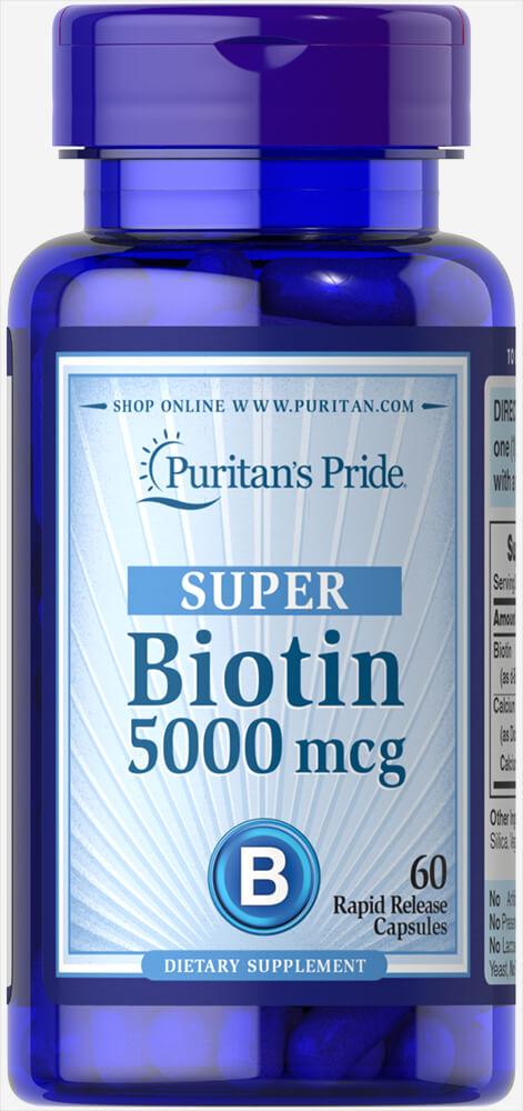 Біотин, Вітамін В7 Biotin Puritan's Pride (5000 мкг) (вітамін Н) 60 капс.