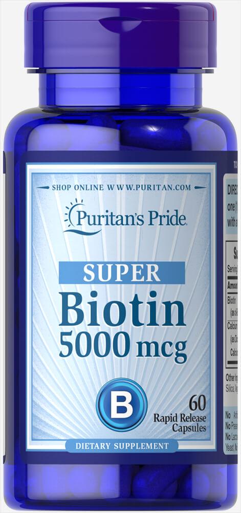 Біотин, Вітамін В7 Biotin Puritan's Pride (5000 мкг) (вітамін Н) 60 капс., фото 1