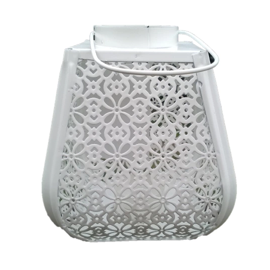 Свічник ажурний, з ручкою, металевий, білий, OR-1014