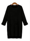 Жіночий однотонний светр зимовий подовжений коричневий, фото 3