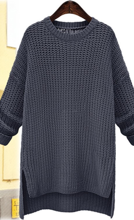 Довгий зимовий светр туніка однотонний сірого кольору опт