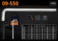 Ключ L-образный Torx T10, NEO 09-550