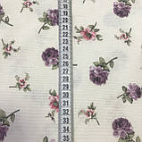 Тканина декоративна з тефлоновим просоченням з дрібними фіолетовими і рожевими квіточками, фото 3