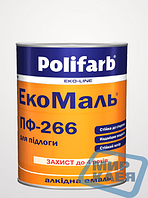 Емаль алкідна Екомаль для підлоги ПФ-266 0,9 кг червоно-коричнева Полифарь (Polifarb)