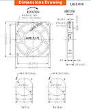 Вентилятор для зварювального апарату XNF 12025 220V AC (120x120x25 мм/16 Ват, 0.9 A), фото 2