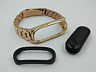 Ремінець Xiaomi Mi Band 4 / 3 MiJobs Metal Plus металевий велика ланка Золотий / Рожевий 1690P, фото 6