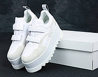 Женские кроссовки STELLA MCCARTNEY Eclypse Platform Sneakers белые замшевые кожаные на платформе