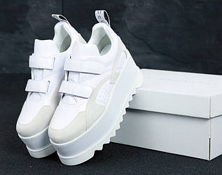 Жіночі кросівки STELLA MCCARTNEY Eclypse Platform Sneakers білі замшеві шкіряні на платформі