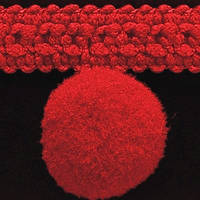 Тасьма з помпонами 20 мм ЧЕРВОНА (декоративна)