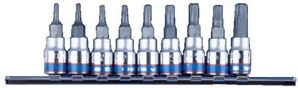 Набір TORX 1/4" 9 од. у тримачі T8-T40 з отвором (на планці) KINGTONY