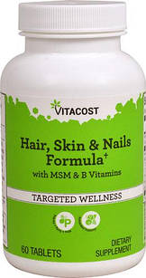 Vitacost Hair, Skin & Nails Formula with MSM and B Vitamins, 60 таблеток