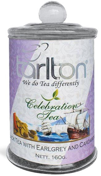 Чай чорний листовий Тарлтон Celebration Tea з кардамоном, шафраном, бергамотом 160 г у скляній банці, фото 1