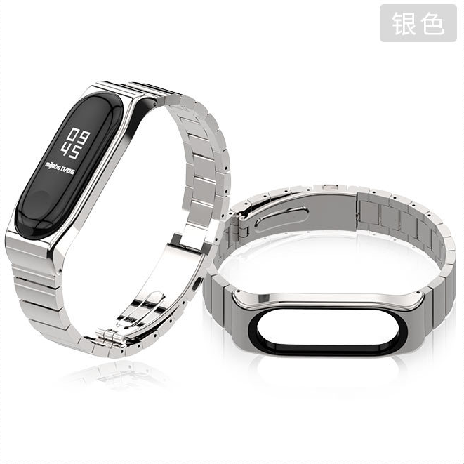 Ремінець Xiaomi Mi Band 4 / 3 MiJobs Metal Pro металевий велика ланка Срібний 1784P
