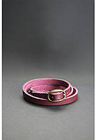 Кожаный браслет-лента в три оборота с пряжкой. Цвет виноград
