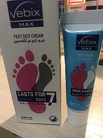 Део-крем Vebix Feet Deo Cream Lasts For 7 days, сильний Антиперспірант дезодорант 7 днів від пітливості ніг