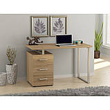 Письмовий стіл Loft-design L-27 хром 1200х600х750 мм з тумбочкою лдсп горіх-модена, фото 5