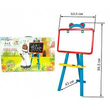 Дошка (мольберт) 2-х стороння. магнітна. на 3-ьох ногах крейда маркер