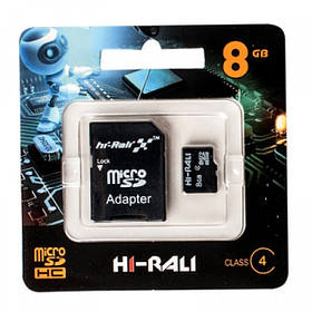 Картка пам'яті з адаптером Hi-Rali micro SDHC 8 Gb Class 4