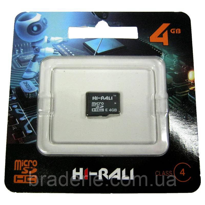 Картка пам'яті з адаптером Hi-Rali micro SDHC 4Gb Class 4