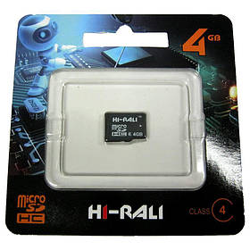 Картка пам'яті з адаптером Hi-Rali micro SDHC 4Gb Class 4