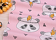 Сатин (бавовняна тканина) на рожевому тлі панди з пером, фото 3