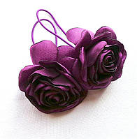 Резинка для волос с цветами ручной работы "Фиолетовая атласная роза"
