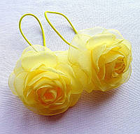 Резинка для волос с цветами ручной работы "Желтая чайная роза"