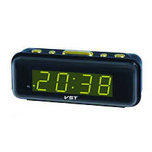 Годинник настільний електронний із будильником VST-738-2 зелений підсвітка годинник для дому та офісу