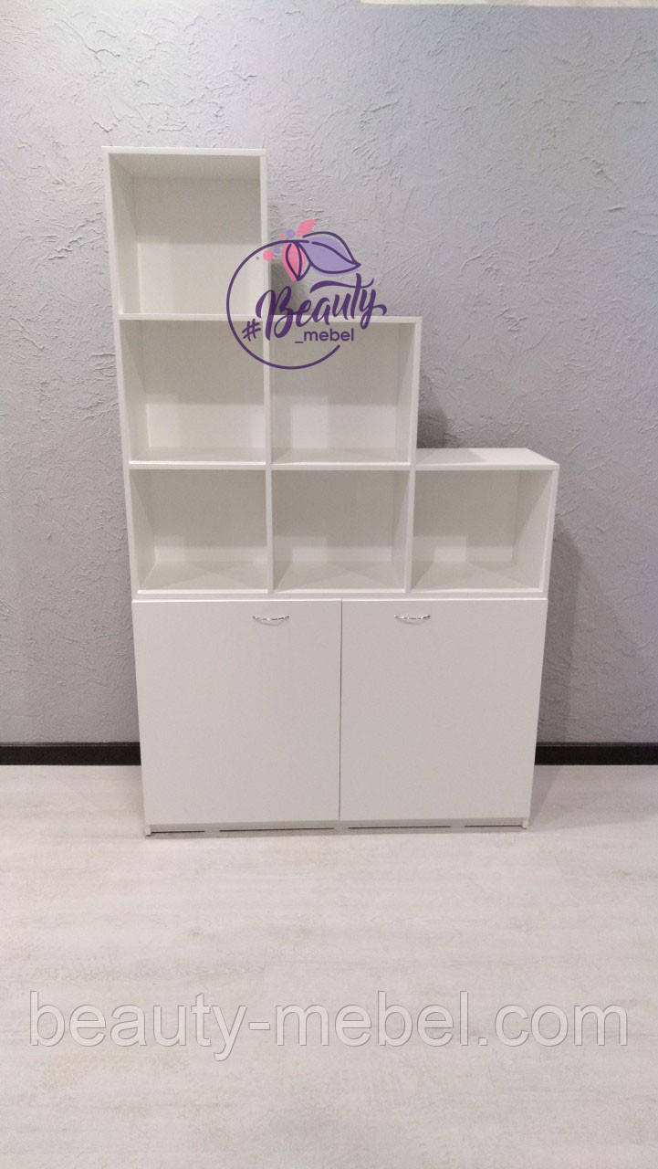 Пристінний стелаж з великою кількістю полиць, фото 1