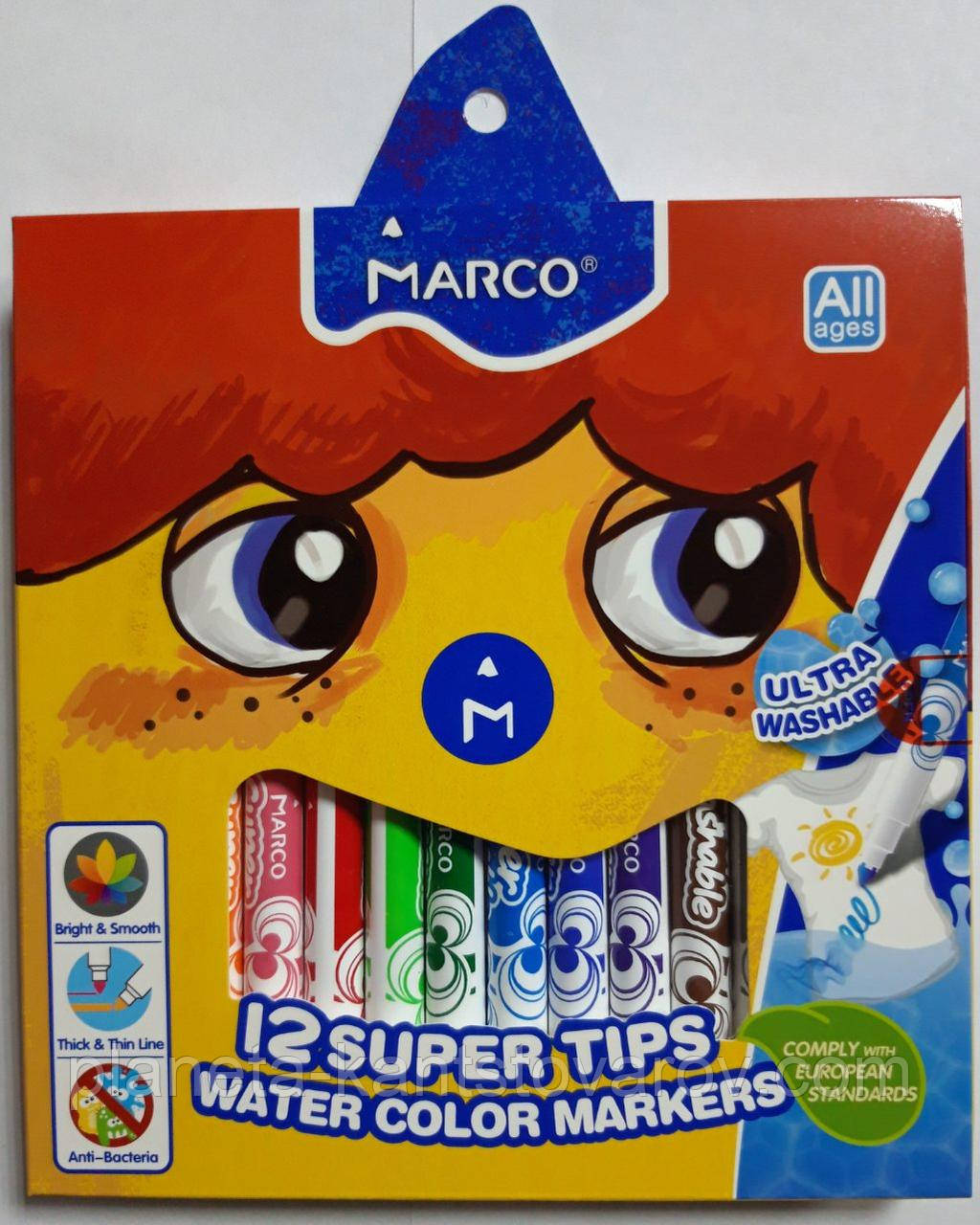 Фломастери прані MARCO 12 кольорів 1630-12