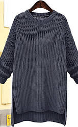 Жіночий зимовий светр туніка однотонний сірого кольору