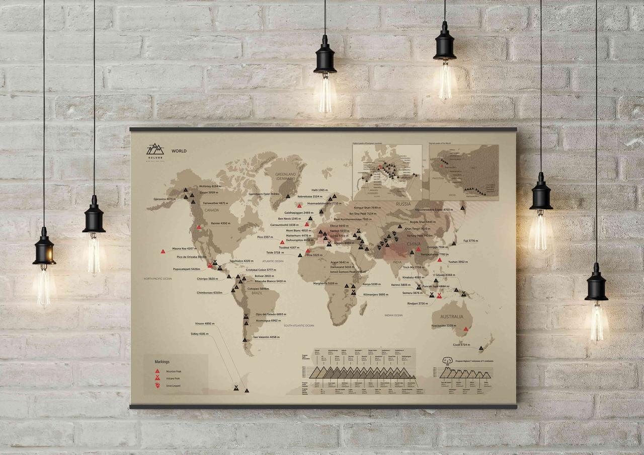 Скретч-карта гірських вершин World подарунок, фото 1