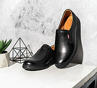 Черные кожаные туфли мужские кожа повседневные демисезонные без шнурка стильные 44 размер Bumer 100 2020