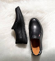 Черные кожаные туфли мужские кожа повседневные демисезонные без шнурка стильные 44 размер Bumer 100 2020 41р=27,3 см