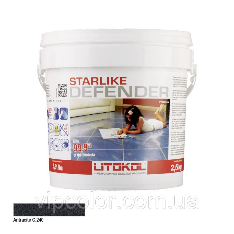 Litokol Defender Starlike С. 240 Антрацит 2,5 кг двокомпонентна фуга для укладання плитки