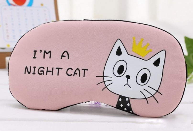 Маска для сна с охлаждающим эффектом Night cat pink подарунок