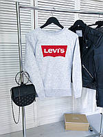 Свитшот женский серый в стиле Levis весенний стильный качественный тонкий свитер левайс