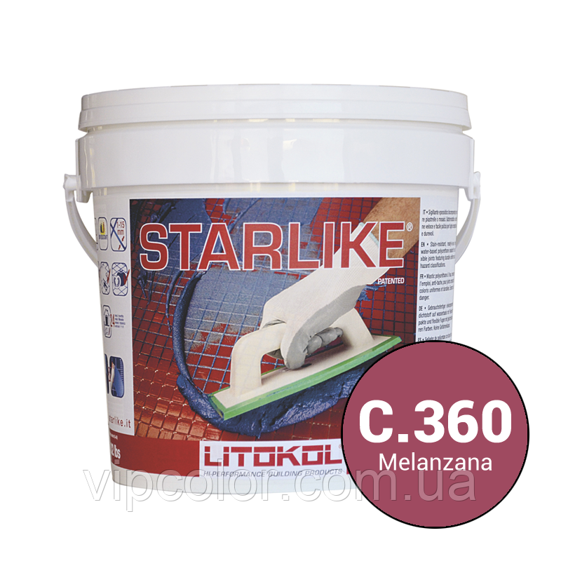 Litokol Starlike гламур кольору С. 360 Баклажан 5 кг фуга двокомпонентна для затирання швів