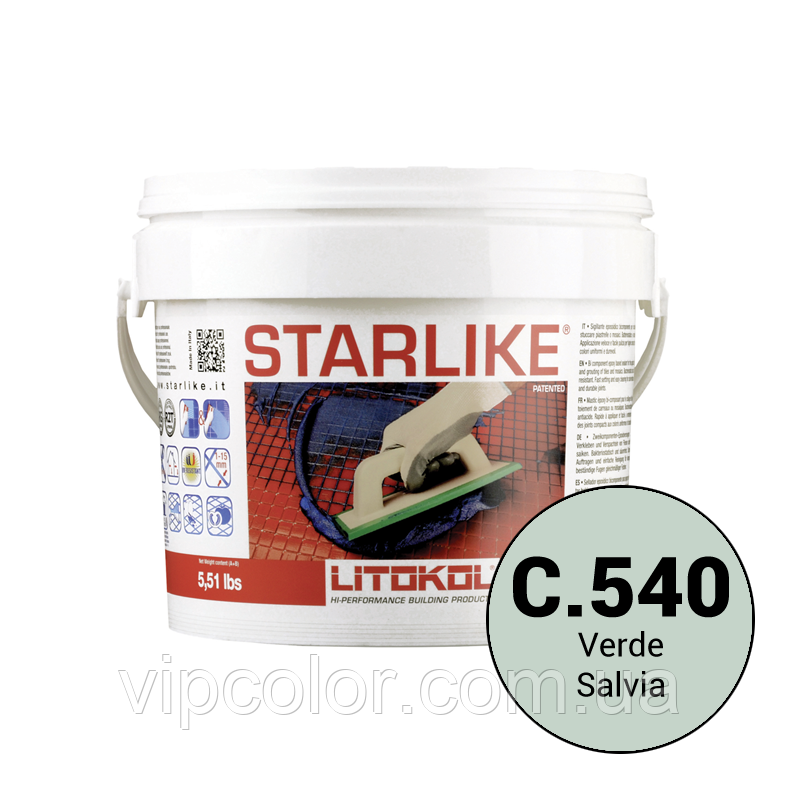 Litokol Starlike Glamour Collection С. 540 Шавлія 2,5 кг двокомпонентний склад для укладання плитки і фуги
