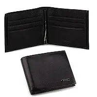 Шкіряний чоловічий гаманець портмоне із затискачем Kafa чорний, на магніті