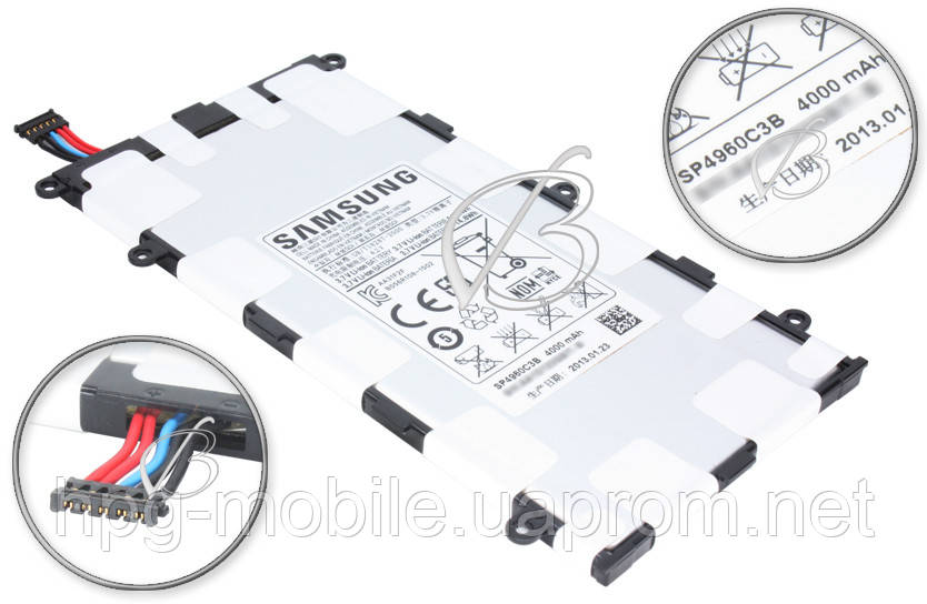Аккумулятор (АКБ, батарея) SP4960C3B для Samsung Galaxy Tab 2 7.0 P3100 / P3110, 4000 mAh, оригинал - фото 1 - id-p87413607
