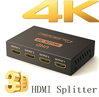 HDMI Splitter 1 вхід (input) 4 виходи (output) Full HD 1080p 4К для HDTV DVD PS3 Xbox