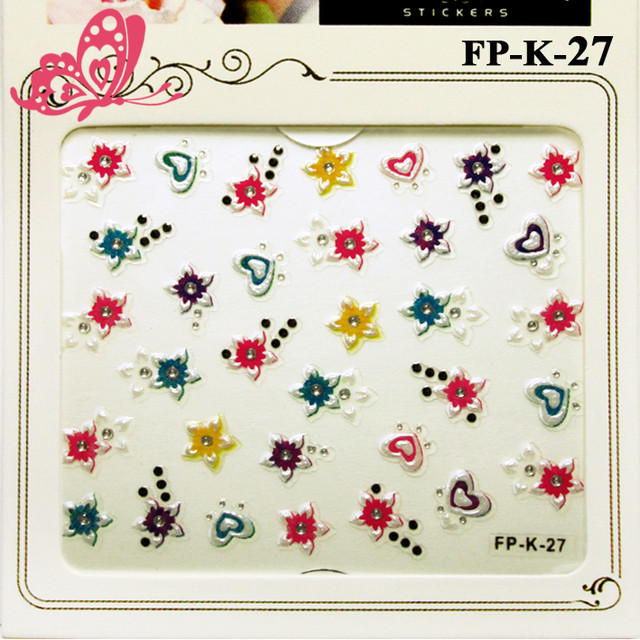 Самоклеючі Наклейки для Нігтів 3D Nail Sticrer FP-ДО-27 Квіти Сердечка Білі Серединки Кольорові з Камінчиками Самоклеючі 3D Наклейки для нігтів Nail Sticrer серія FP-ДО-00 Метелики, Сердечка, Квіти і з Камінцями та Стразами, стікери для нігтів, стікери для манікюру, nail art (нейл-арт), наклейки для дизайну нігтів, стікер наклейки для швидкого красивого дизайну нігтів, за оптовими цінами, замовити та купити дешево оптом, дрібним оптом через інтернет магазин https://opt21.com з доставкою по всій Україні від Компанії Маргарита місто Дніпро.