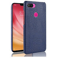 Чехол накладка Croco Style для Xiaomi Mi 8 Lite Темно-синий