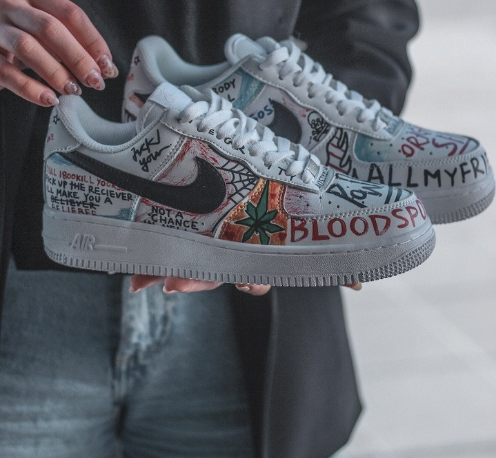 Жіночі кросівки Nike Air Force Graffiti Harlem весна-осінь демісезонні. Живе фото. Жіночі кросівки весна, фото 1