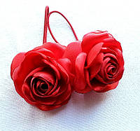 Резинка для волос с цветами ручной работы "Красная роза"