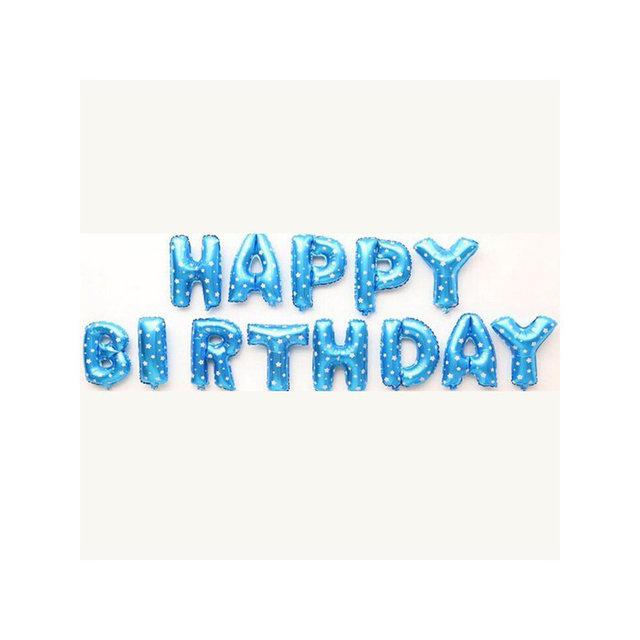 Набір куль "Happy Birthday" 40 см (16 дюймів) — ГОЛУБИЙ В ЗВІЗТОЧКУ