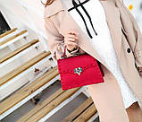 Сумка жіноча із заклепками, розмір S (золотаво-рожева), фото 7