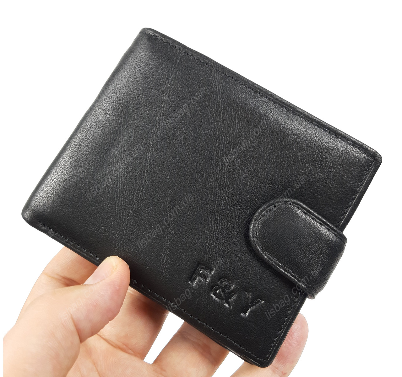 Чоловічий шкіряний гаманець VOX F&Y Чорний, класичного стилю м'який текстурний