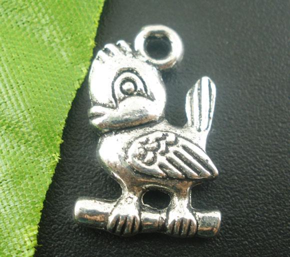 Підвіски металеві Finding Кулон птах на гілка соловейко Античне срібло 19 мм x 10 мм, фото 1